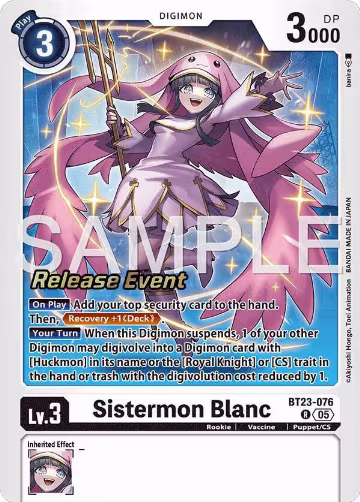 Sistermon Blanc (BT23-076 R), Hackers' Slumber Release Event Cards — Digimon card price