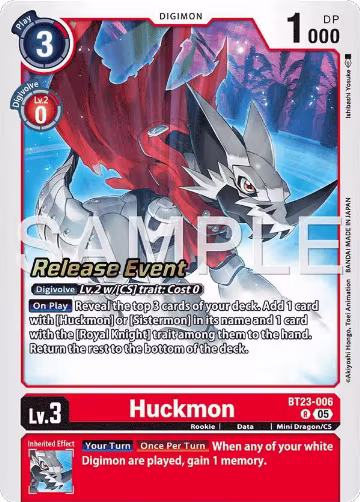 Huckmon (BT23-006 R), Hackers' Slumber Release Event Cards — Digimon card price