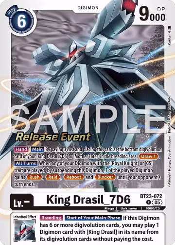 King Drasil_7D6 (BT23-072 R), Hackers' Slumber Release Event Cards — Digimon card price
