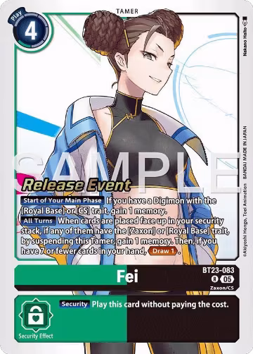 Fei (BT23-083 R), Hackers' Slumber Release Event Cards — Digimon card price