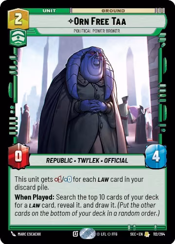 Orn Free Taa - Political Power Broker (112/264), Secrets of Power — Star Wars card price
