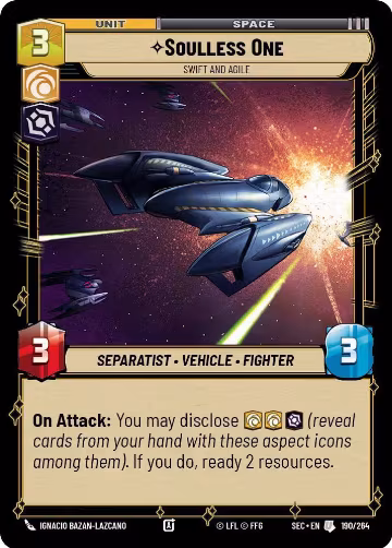 Soulless One - Swift and Agile (190/264), Secrets of Power — Star Wars card price