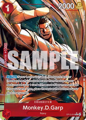 Monkey.D.Garp (Alternate Art) (OP13-016), Carrying On His Will — One Piece card price
