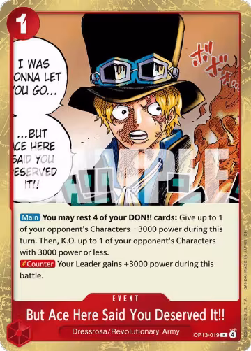 But Ace Here Said You Deserved It!! (OP13-019), Carrying On His Will — One Piece card price