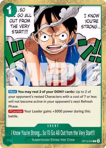 I Know You're Strong... So I'll Go All Out from the Very Start!!! (OP13-040), Carrying On His Will — One Piece card price