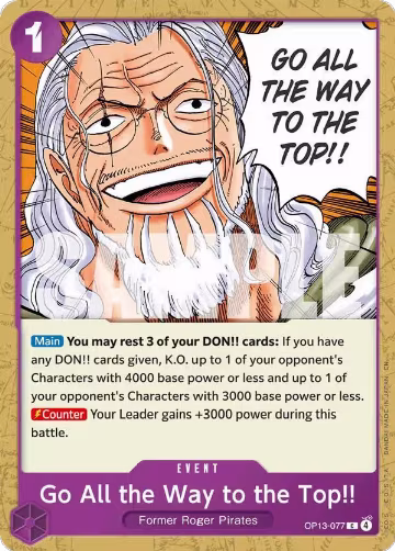 Go All the Way to the Top!! (OP13-077), Carrying On His Will — One Piece card price