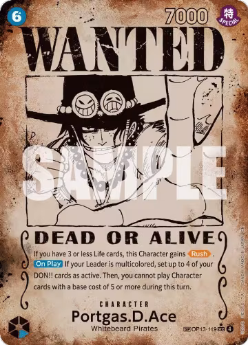 Portgas.D.Ace (119) (Wanted Poster) (OP13-119), Carrying On His Will — One Piece card price
