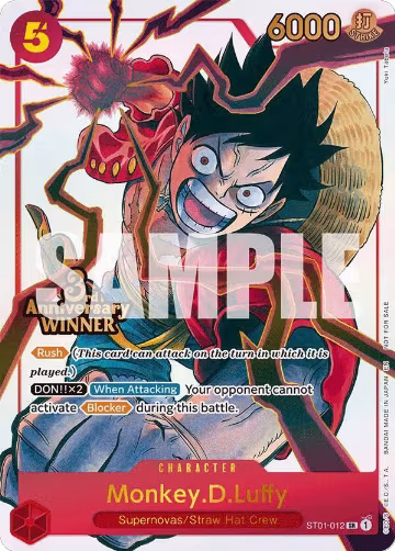 Monkey.D.Luffy - ST01-012 (3rd Anniversary Winner) (ST01-012), One Piece Promotion Cards — One Piece card price