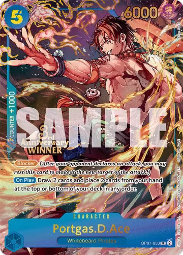 Portgas.D.Ace - OP07-053 (3rd Anniversary Winner) (OP07-053), One Piece Promotion Cards — One Piece card price