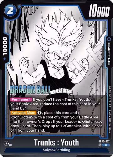 Trunks : Youth (SB02-027), Manga Booster 02 — DB Fusion card price
