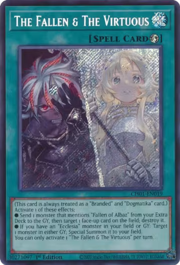 The Fallen & The Virtuous (Secret Rare) (CH01-EN019), THE CHRONICLES DECK: The Fallen & The Virtuous (All-Foil Edition) — Yu-Gi-Oh! card price