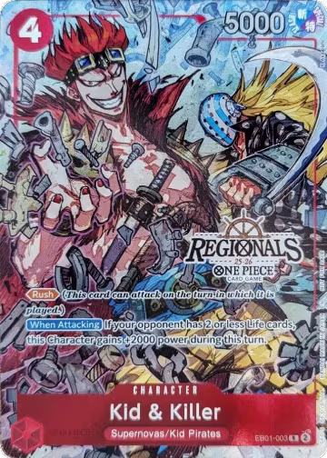 Kid & Killer (CS 25-26 Regionals Textured Chase Promo) (EB01-003), One Piece Promotion Cards — One Piece card price