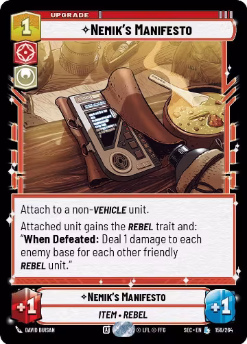 Nemik's Manifesto (156/264), Secrets of Power — Star Wars card price