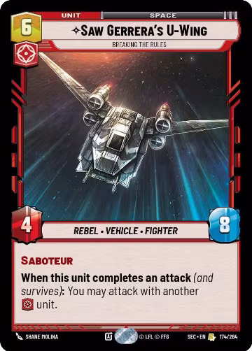 Saw Gerrera's U-Wing - Breaking the Rules (174/264), Secrets of Power — Star Wars card price