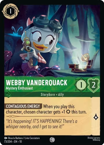 Webby Vanderquack - Mystery Enthusiast (73/204), Whispers in the Well — Lorcana card price