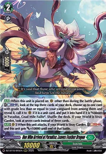 One Who Arrived at Paradise, Leaves Feather Dragon (DZ-BT10/015EN), DZ-BT10: Dragonsoul Resonance — Vanguard card price
