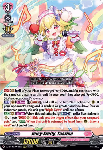 Juicy-Fruity, Tuarina (DZ-BT10/016EN), DZ-BT10: Dragonsoul Resonance — Vanguard card price