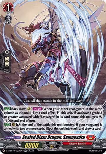 Sealed Blaze Dragon, Samupadru (DZ-BT10/022EN), DZ-BT10: Dragonsoul Resonance — Vanguard card price