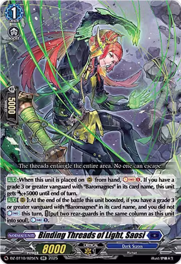 Binding Threads of Light, Saosi (DZ-BT10/025EN), DZ-BT10: Dragonsoul Resonance — Vanguard card price