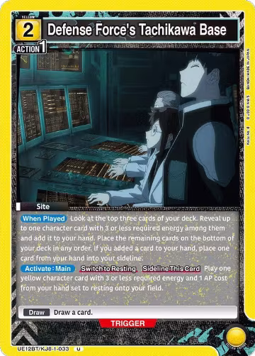 Defense Force's Tachikawa Base (UE12BT/KJ8-1-033), Kaiju No. 8 — Union Arena card price