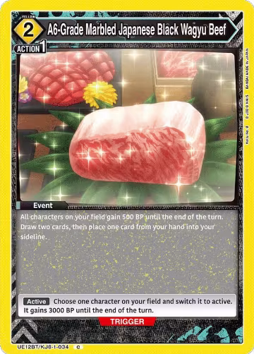 A6-Grade Marbled Japanese Black Wagyu Beef (UE12BT/KJ8-1-034), Kaiju No. 8 — Union Arena card price