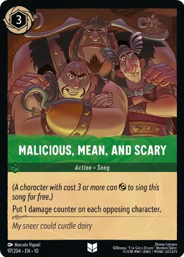 Malicious, Mean, and Scary (97/204), Whispers in the Well — Lorcana card price