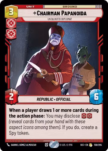 Chairman Papanoida - Undaunted Diplomat (159/264), Secrets of Power — Star Wars card price