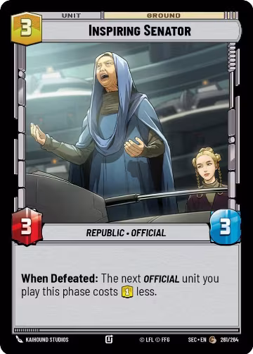 Inspiring Senator (261/264), Secrets of Power — Star Wars card price