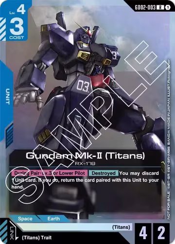 Gundam Mk-II (Titans) (Store Tournament Participant Pack 02) (GD02-003), Gundam Promotional Cards — Gundam card price