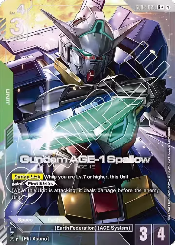 Gundam AGE-1 Spallow (R+) (GD02-023), Dual Impact — Gundam card price