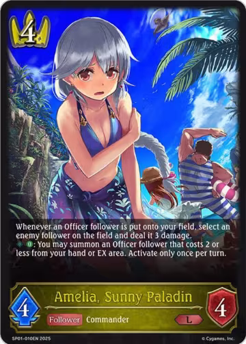 Amelia, Sunny Paladin (SP01-010EN), Seaside Memories — Shadowverse card price