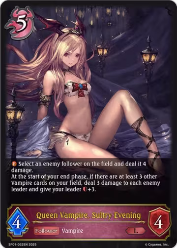 Queen Vampire, Sultry Evening (SP01-032EN), Seaside Memories — Shadowverse card price