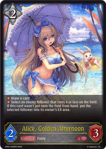 Alice, Golden Afternoon (SP01-045EN), Seaside Memories — Shadowverse card price