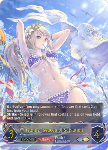 Jeanne, Beacon of Salvation (Evolved) (U) (SP01-U25EN), Seaside Memories — Shadowverse card price