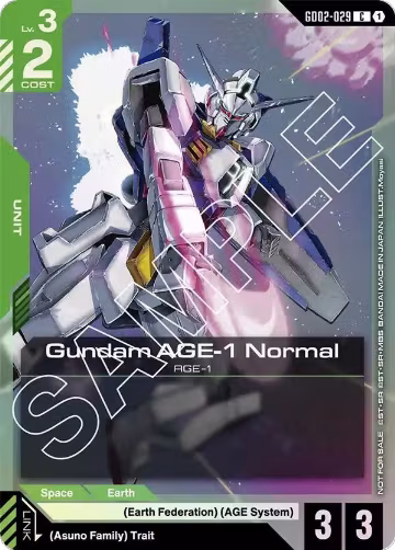 Gundam AGE-1 Normal (GD02-029) (GD02 Release Event) (GD02-029), Gundam Promotional Cards — Gundam card price