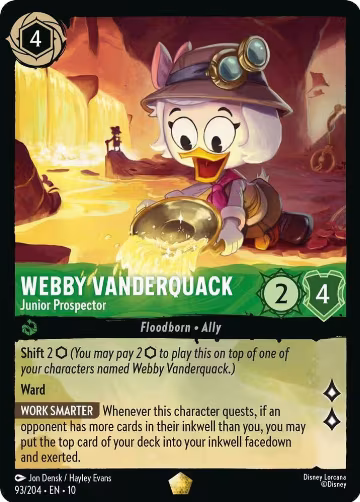 Webby Vanderquack - Junior Prospector (93/204), Whispers in the Well — Lorcana card price