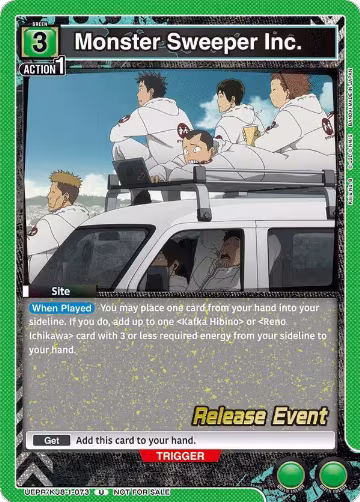 Monster Sweeper Inc. (UEPR/KJ8-1-073), Kaiju No. 8 Release Event Cards — Union Arena card price