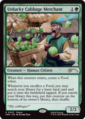 Unlucky Cabbage Merchant (3), Unique and Miscellaneous Promos — Magic card price