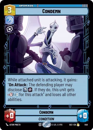 Condemn (Foil) (548), Secrets of Power — Star Wars card price