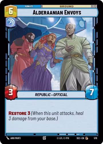 Alderaanian Envoys (Foil) (576), Secrets of Power — Star Wars card price