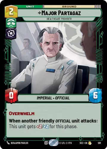 Major Partagaz - Healthcare Provider (Foil) (591), Secrets of Power — Star Wars card price