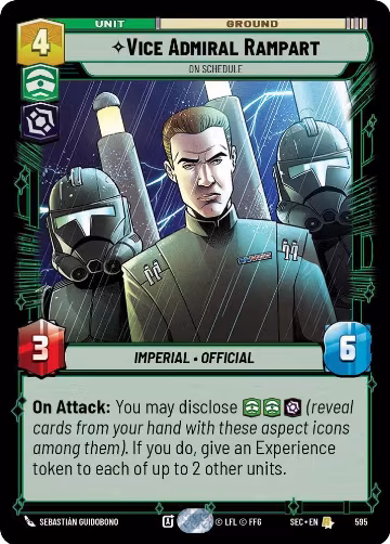 Vice Admiral Rampart - On Schedule (Foil) (595), Secrets of Power — Star Wars card price