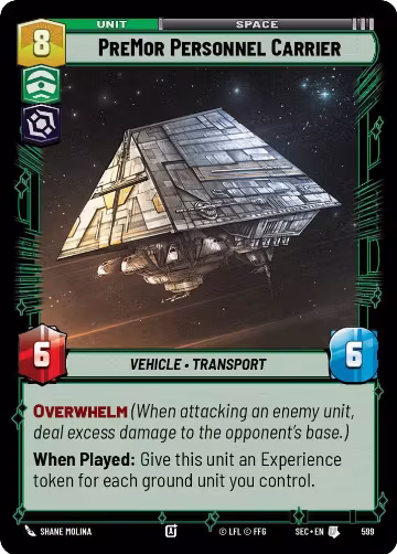 PreMor Personnel Carrier (Foil) (599), Secrets of Power — Star Wars card price