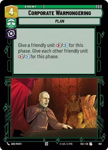 Corporate Warmongering (Foil) (601), Secrets of Power — Star Wars card price