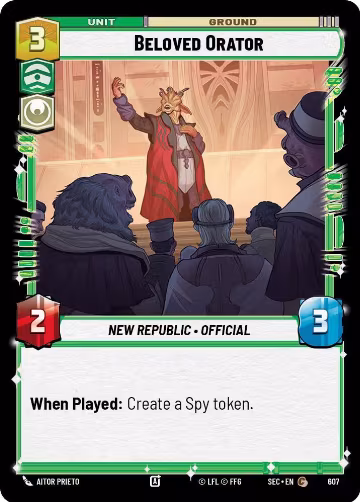 Beloved Orator (Foil) (607), Secrets of Power — Star Wars card price