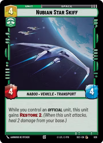 Nubian Star Skiff (Foil) (626), Secrets of Power — Star Wars card price