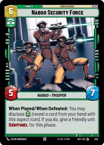 Naboo Security Force (Foil) (630), Secrets of Power — Star Wars card price