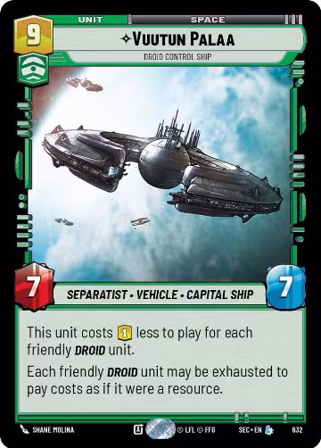 Vuutun Palaa - Droid Control Ship (Foil) (632), Secrets of Power — Star Wars card price
