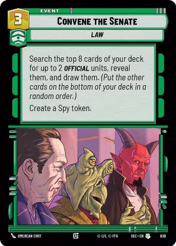 Convene the Senate (Foil) (638), Secrets of Power — Star Wars card price