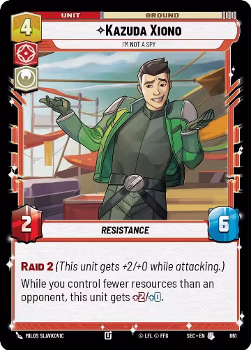 Kazuda Xiono - I'm Not A Spy (Foil) (661), Secrets of Power — Star Wars card price
